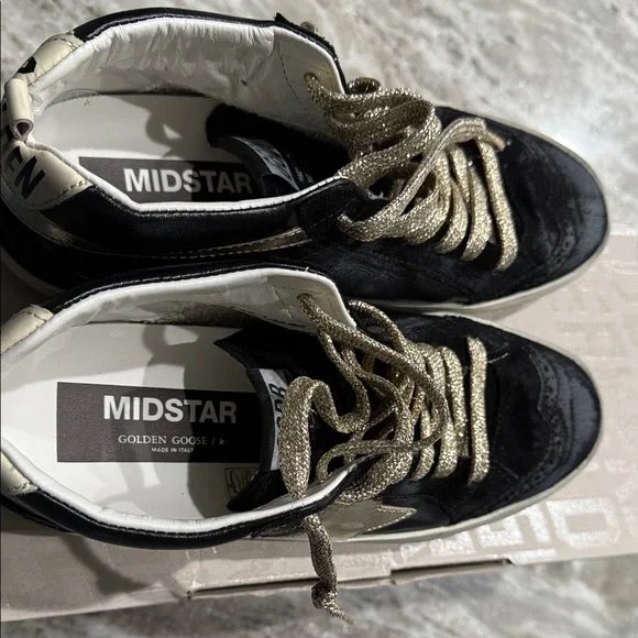 Golden Goose Midstar Sneakers with Glittery Gold Laces - Picture 3 of 15